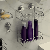 Suporte Shampoo Duplo Fixação Ventosa Cromado - Ela Decora